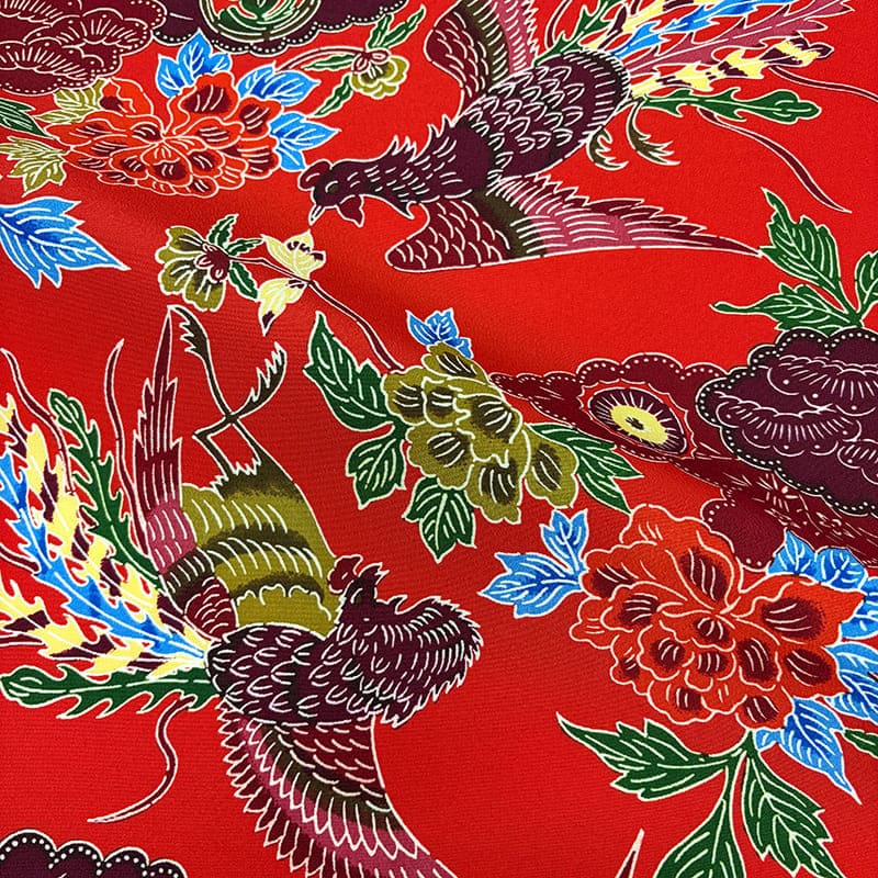 紅型（びんがた） 牡丹鳳凰（赤） 