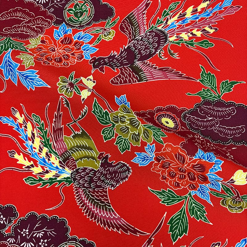 紅型（びんがた） 牡丹鳳凰（赤） 
