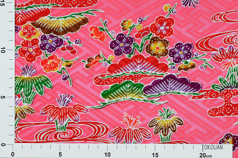 紅型(びんがた) 流水に松竹梅(桃)