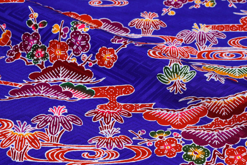 紅型（びんがた） 流水に松竹梅（青）