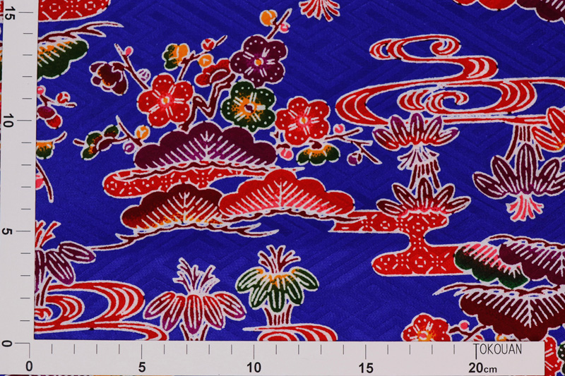 紅型（びんがた） 流水に松竹梅（青）