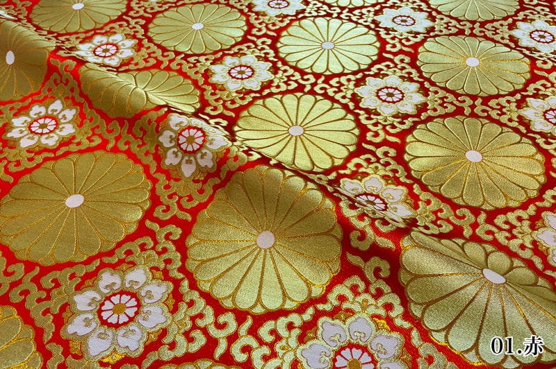 金襴生地 六釜華文十六菊