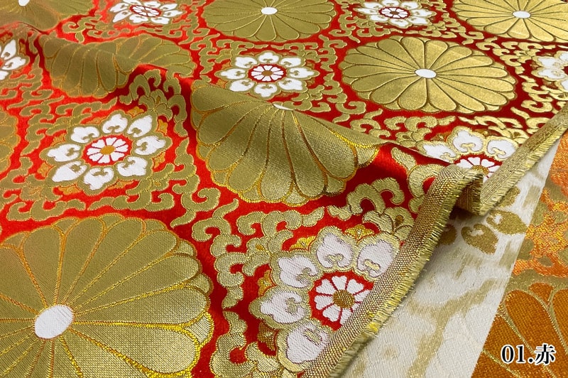 金襴生地 六釜華文十六菊