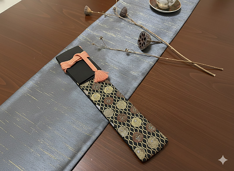 金襴織物 立涌に宝相華文（黒） 使用イメージ