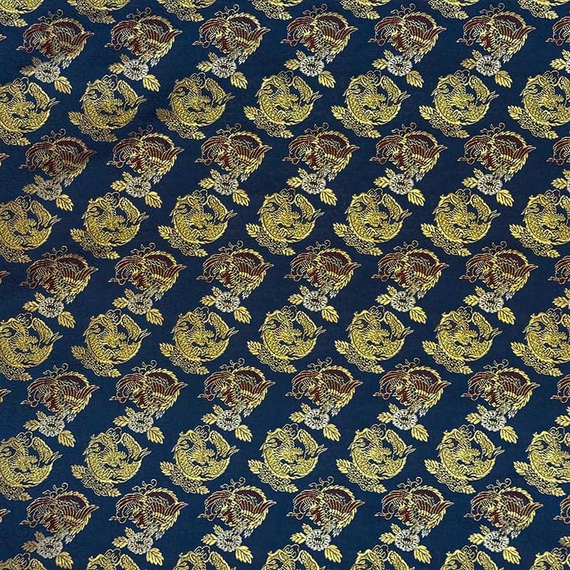 金襴織物 唐草龍鳳凰（瑠璃紺）