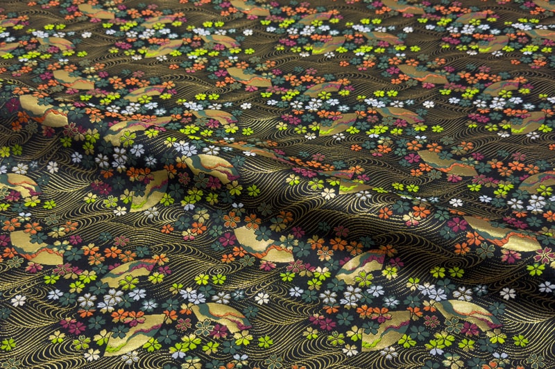 金襴織物 荒磯扇（黒）