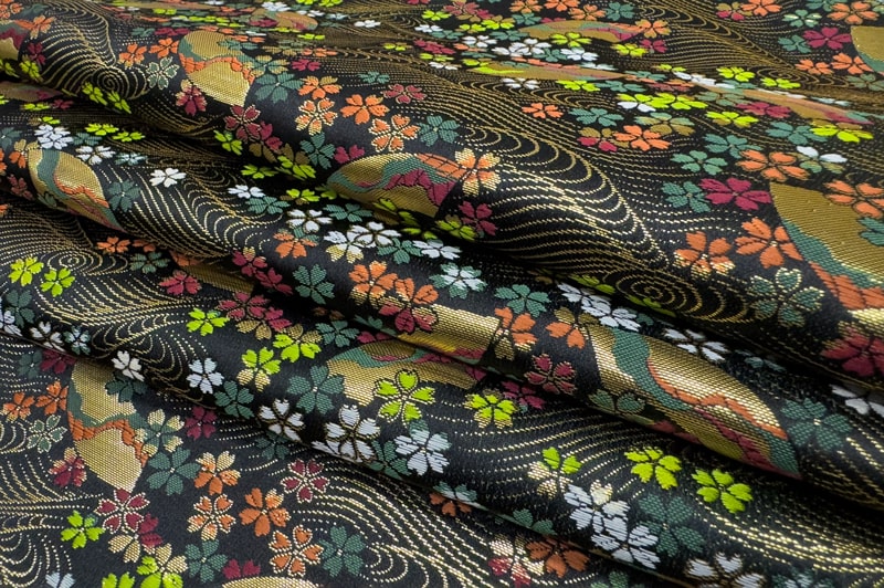 金襴織物 荒磯扇（黒）