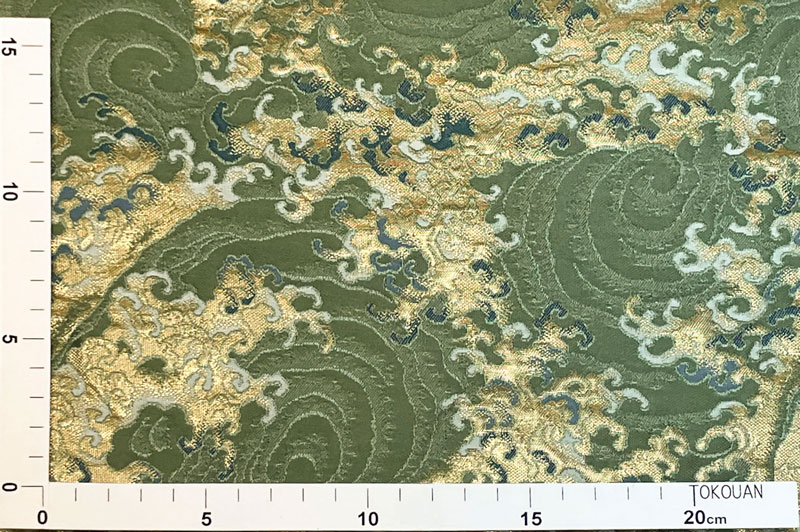 金襴織物 立波文 (柳染)