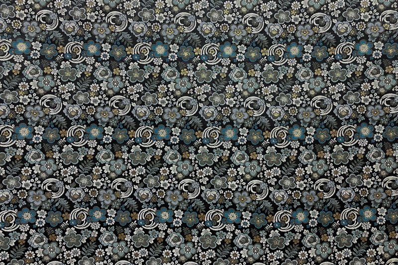 京都西陣織・金襴生地 花丸小花文(青系)