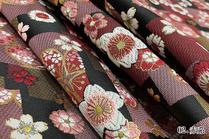京都西陣織・金襴生地 石畳梅文(青系)