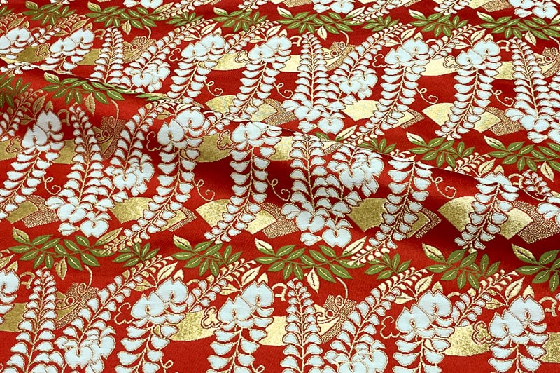 金襴生地 地紙藤文(赤)