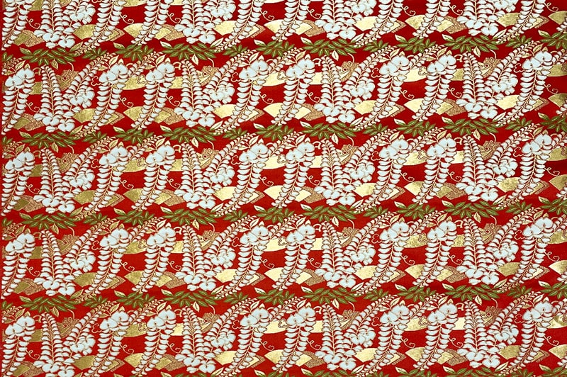 金襴生地 地紙藤文(赤)