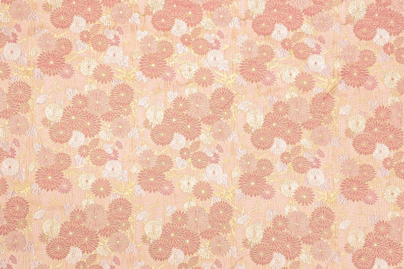 金襴生地 京都 西陣織 菊笹文（桃）