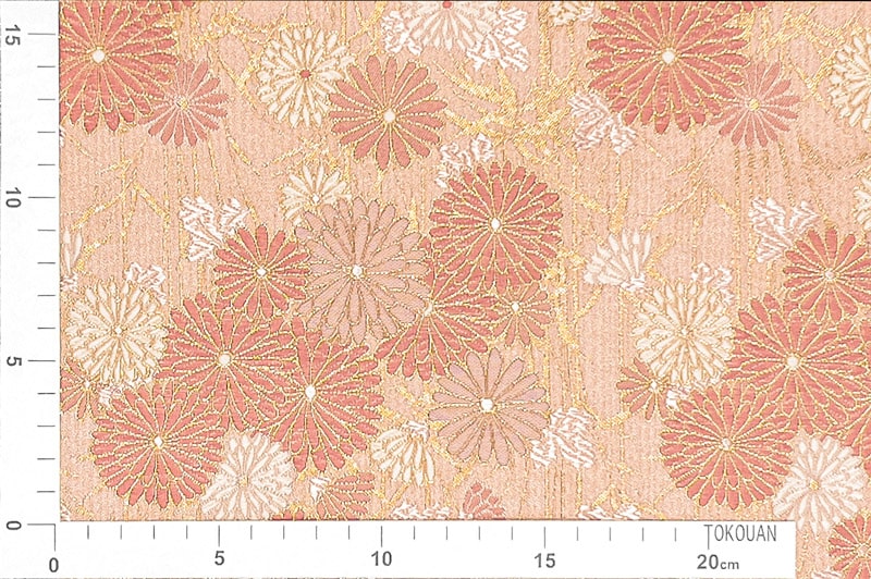 金襴生地 京都 西陣織 菊笹文（桃）