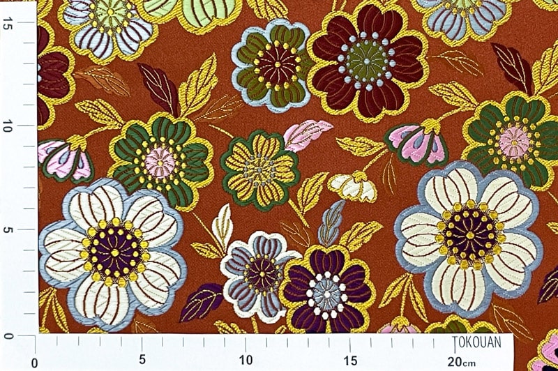 金襴生地 紅花繚乱（エンジ）