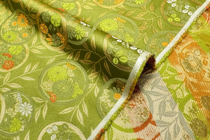 金襴織物 錦花丸（鶸萌黄）