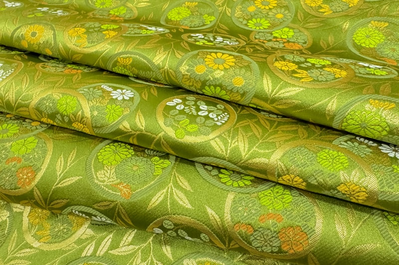 金襴織物 錦花丸（鶸萌黄）