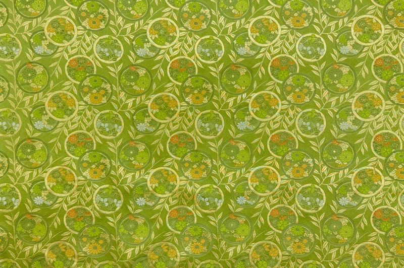 金襴織物 錦花丸（鶸萌黄）