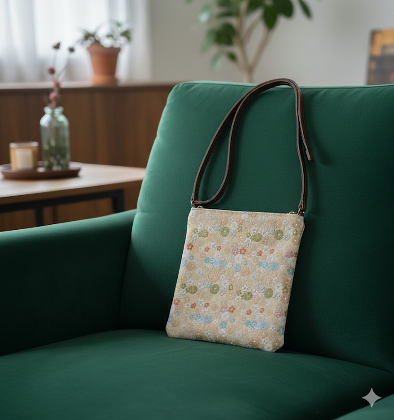 金襴織物 菊梅花丸文（桑染） 使用イメージ