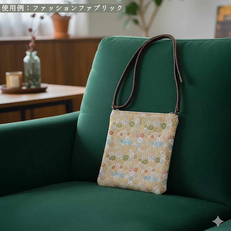 金襴織物 菊梅花丸文（桑染） 使用イメージ
