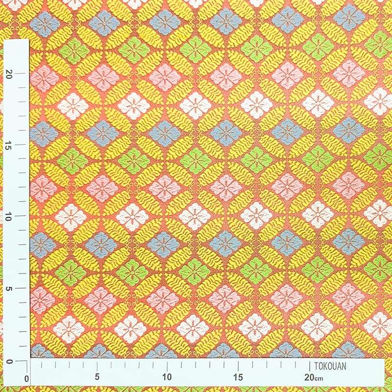 金襴織物 羊歯七宝文 (紅梅色) 定規