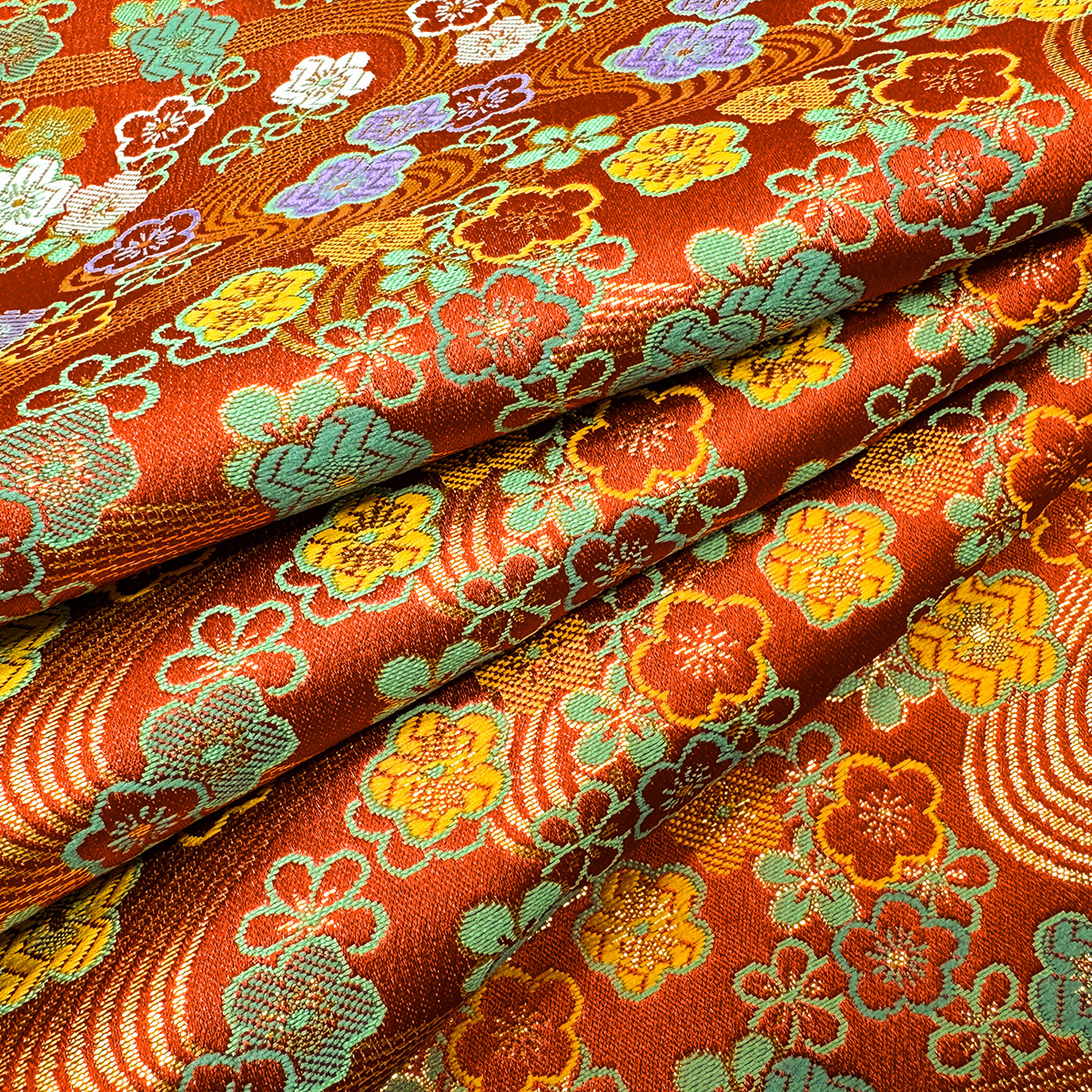 金襴織物 流水梅花文（赤） 