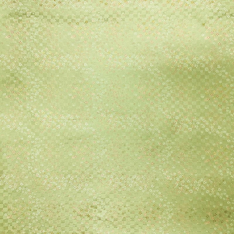 金襴織物 霞小花市松文（白緑）