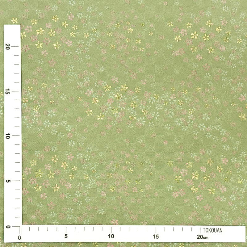 金襴織物 霞小花市松文（白緑） 定規