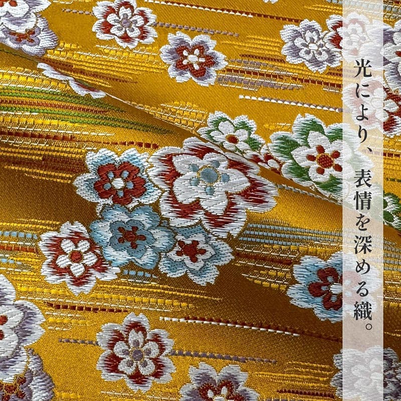金襴織物 桜霞流し（金茶）