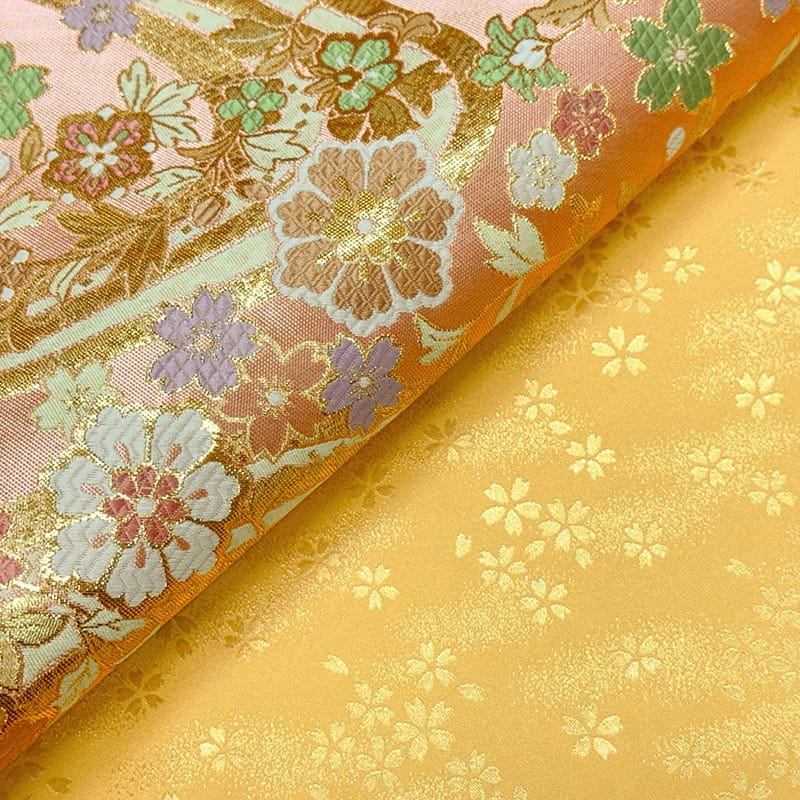 金襴織物 流水花雅（鴇色） 裏地との組み合わせ例