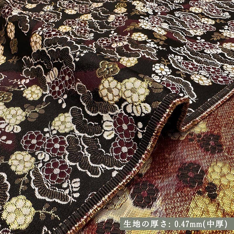 金襴織物 松花文（黒） 厚さ