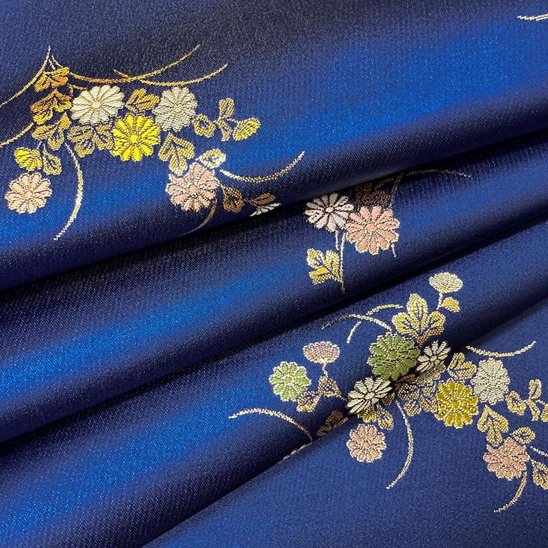 金襴織物 小菊草花散らし（瑠璃紺） 