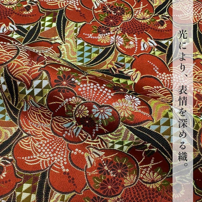 金襴織物 雛椿（赤）
