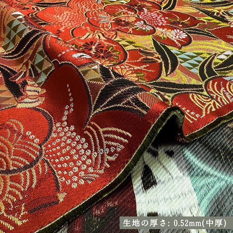金襴織物 雛椿（赤） 厚さ