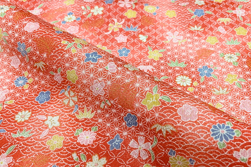 金彩ちりめん生地販売 花舞小紋 柄の生地通販の都香庵