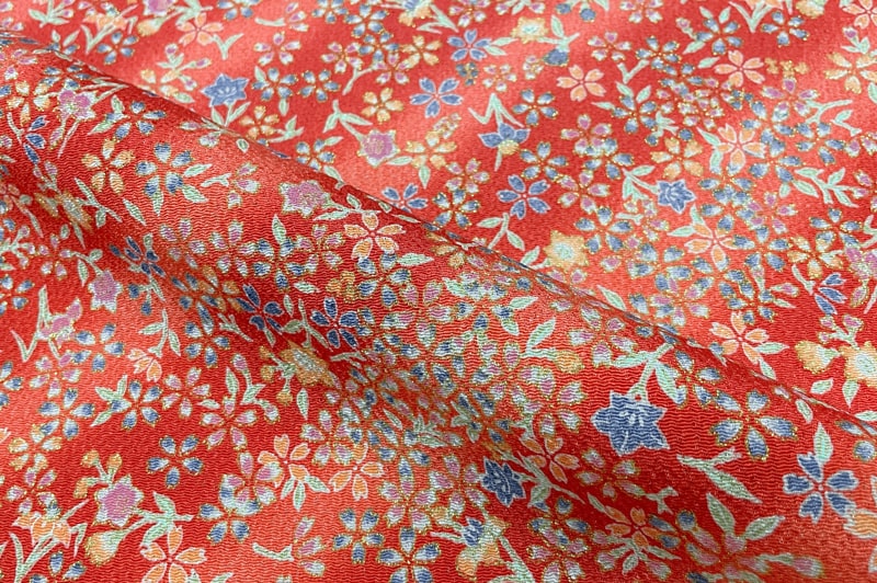 京友禅 金彩ちりめん 茜野（赤）