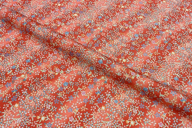 京友禅 金彩ちりめん 茜野（赤）