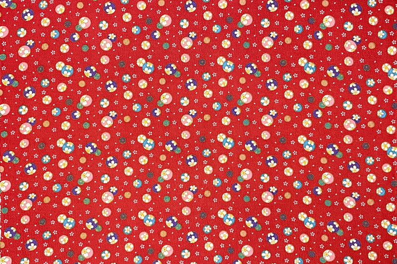 京友禅 金彩ちりめん 春鞠（赤）