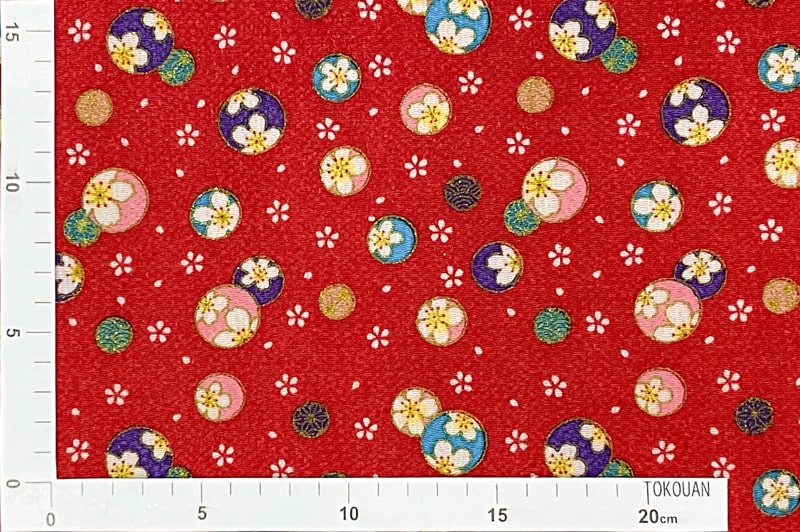 京友禅 金彩ちりめん 春鞠（赤）