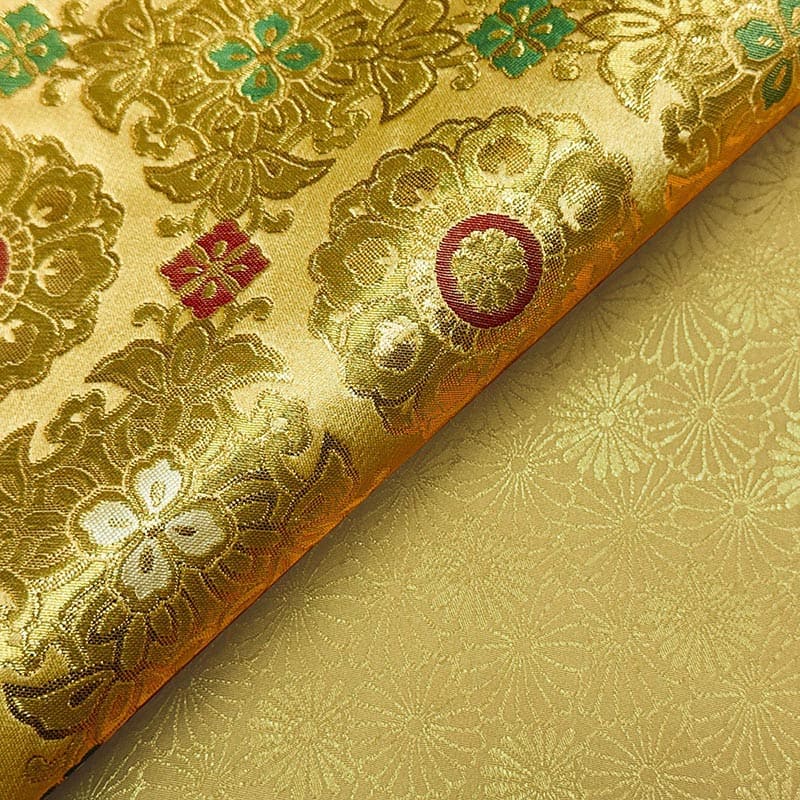金襴織物 京三丁金通し唐花（全3色） 裏地との組み合わせ例