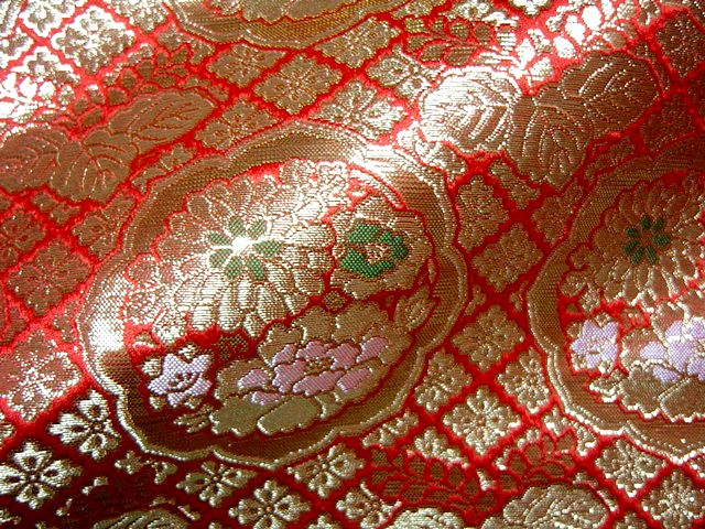 金襴織物 六釜鏡花丸（赤）