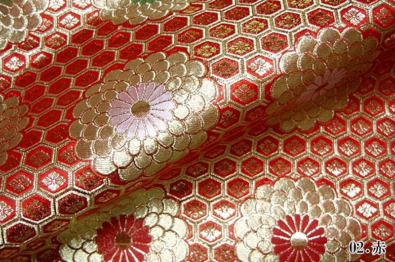 金襴織物 六釜亀甲菊