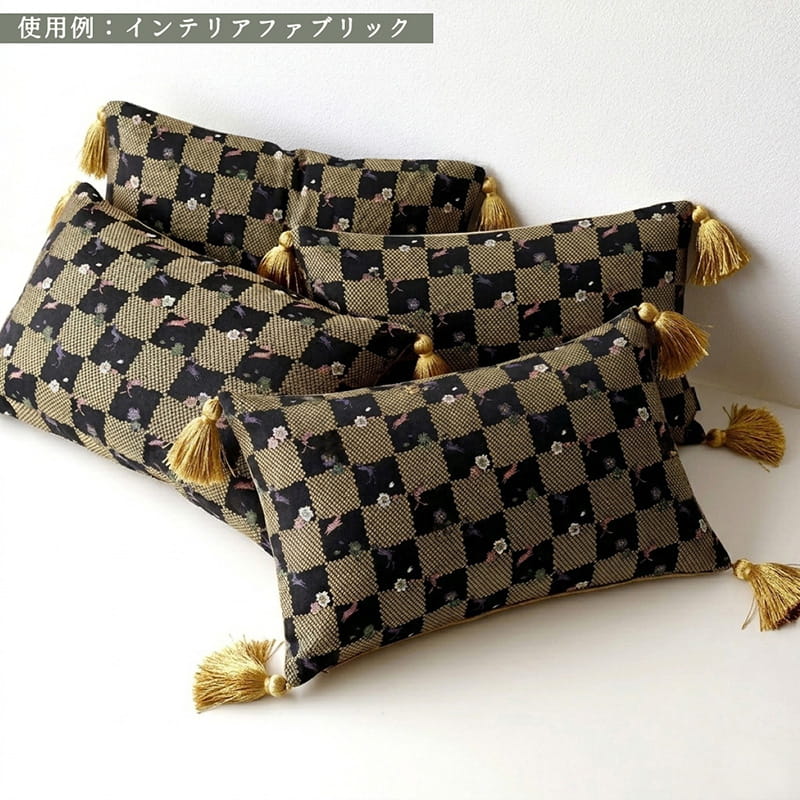 金襴織物 鹿の子石畳に兎（黒） 使用イメージ