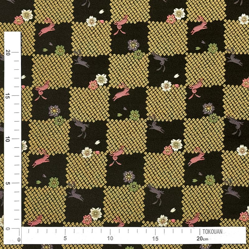 金襴織物 鹿の子石畳に兎（黒） 定規