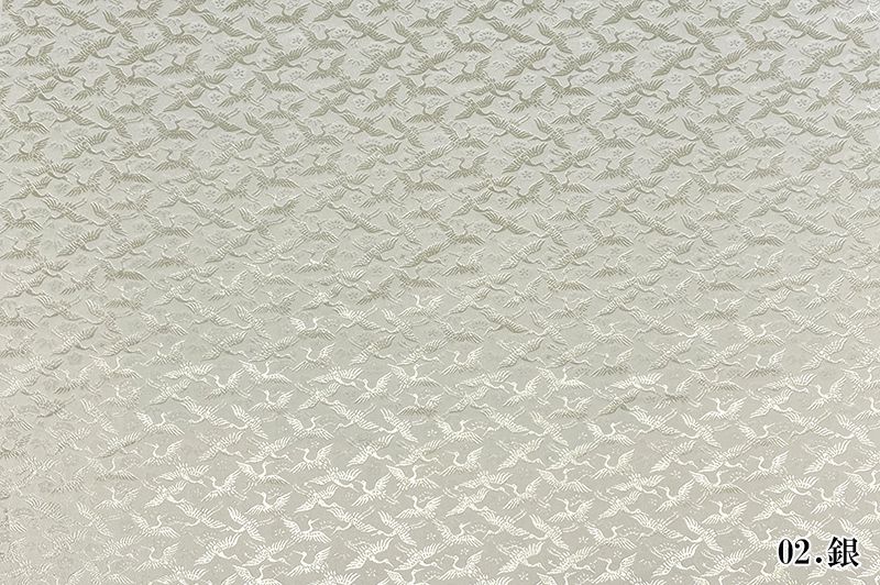 金襴織物 松竹梅に鶴の舞