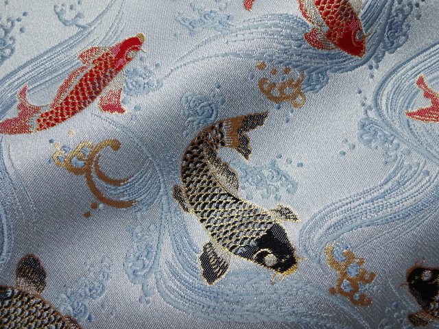 金襴織物 鯉（水色）