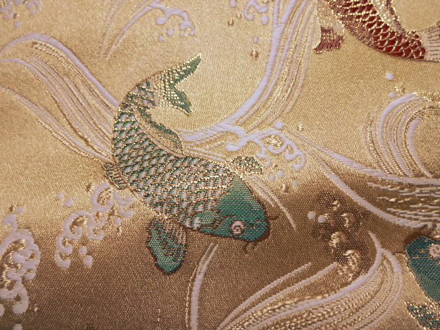 金襴織物 鯉（桑染め）