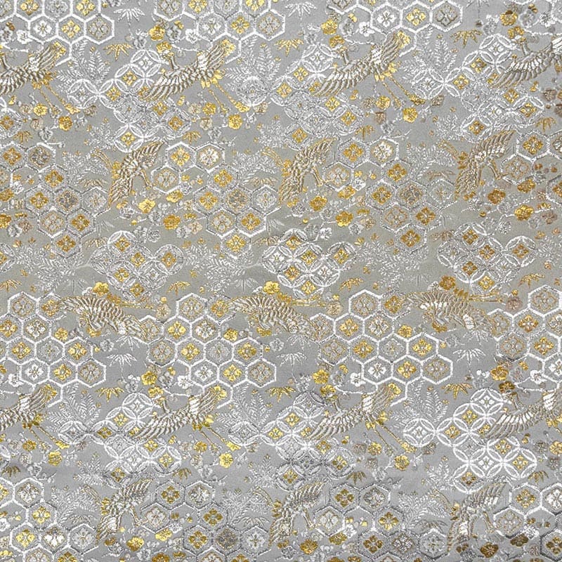 金襴織物 有職鶴文様（白）