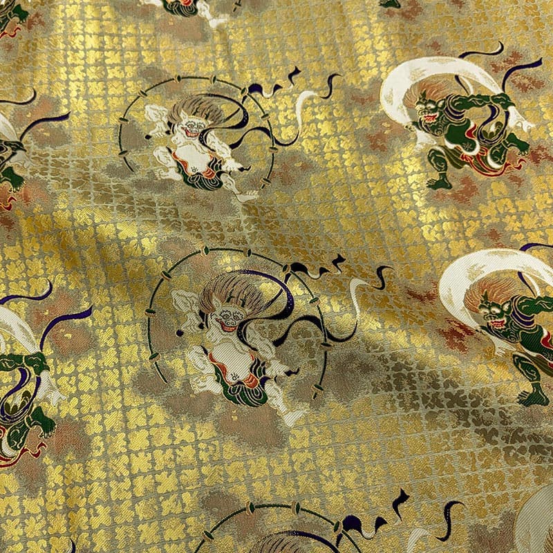 金襴織物 風神雷神 