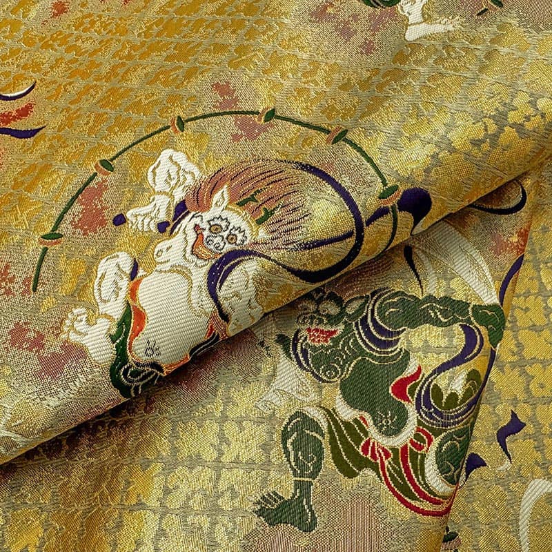 金襴織物 風神雷神 